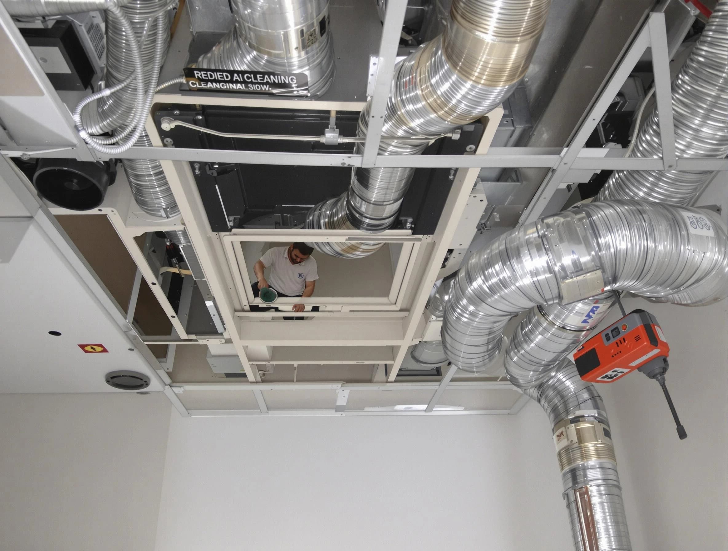 Evergreen Air Duct Cleaning technician performing detailed central duct system cleaning in Evergreen