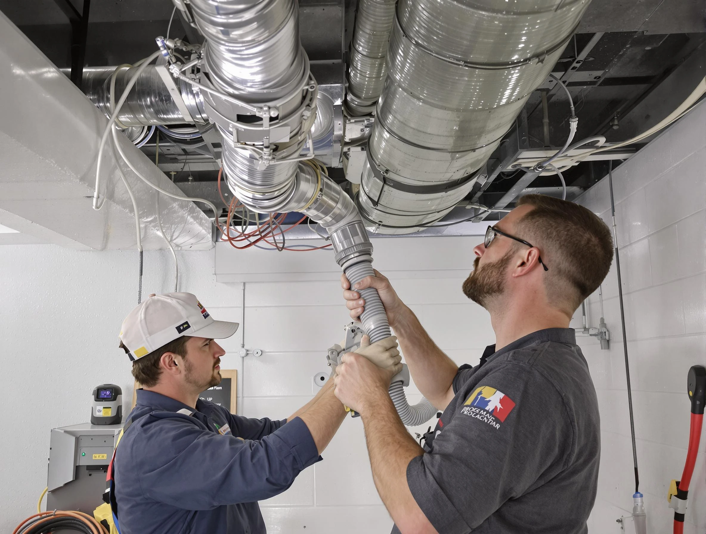 Evergreen Air Duct Cleaning technician performing thorough AC duct cleaning in Evergreen