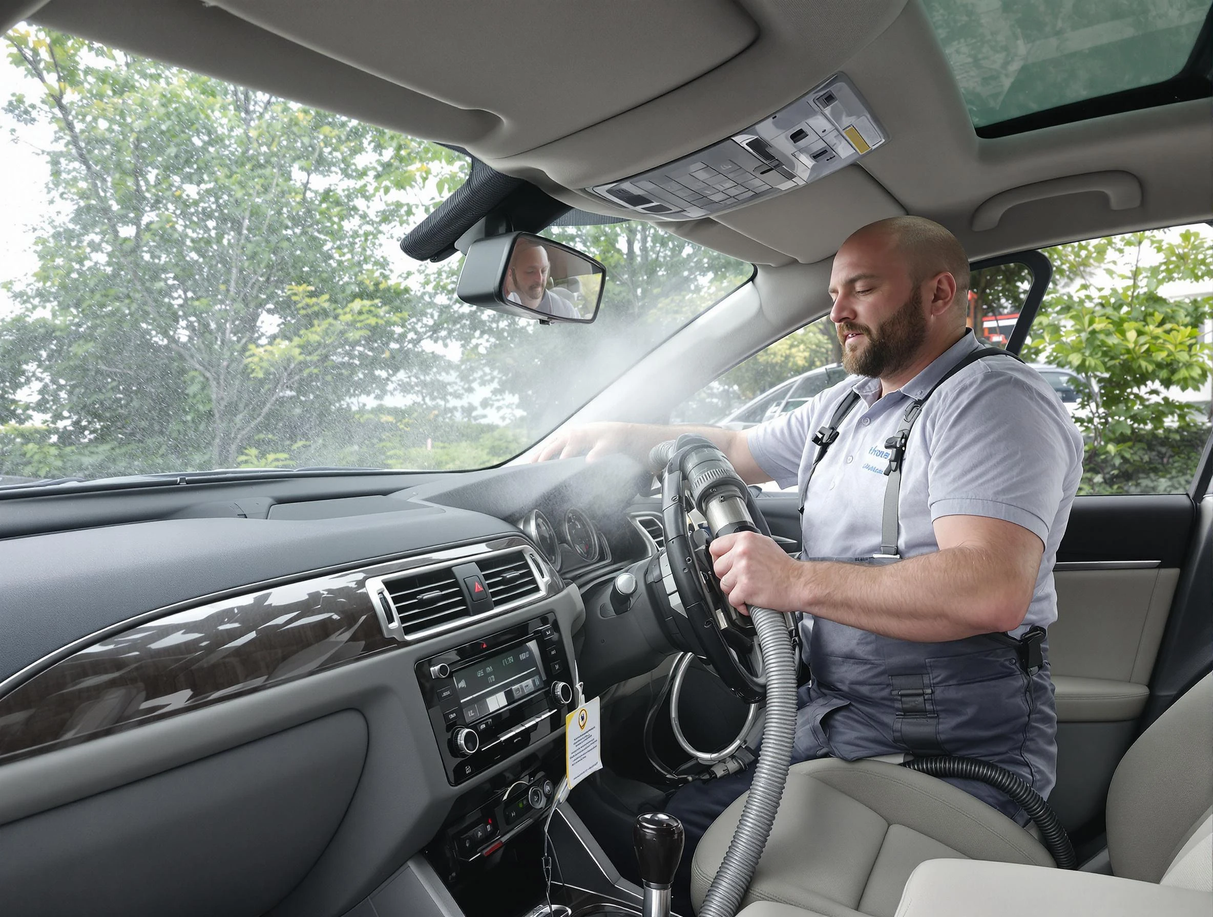 Evergreen Air Duct Cleaning specialist performing professional car duct cleaning in Evergreen