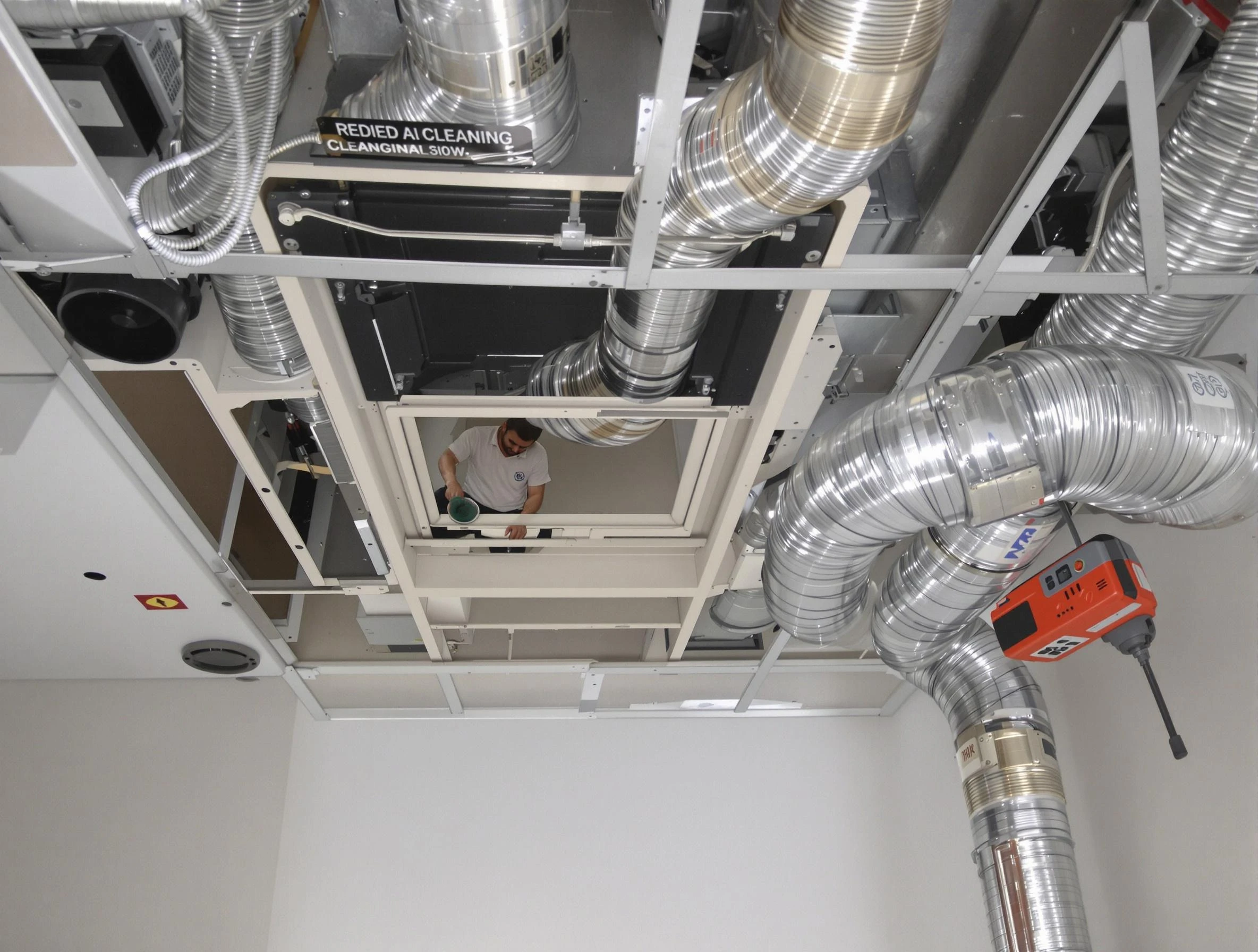 Evergreen Air Duct Cleaning technician performing detailed central duct system cleaning in Evergreen